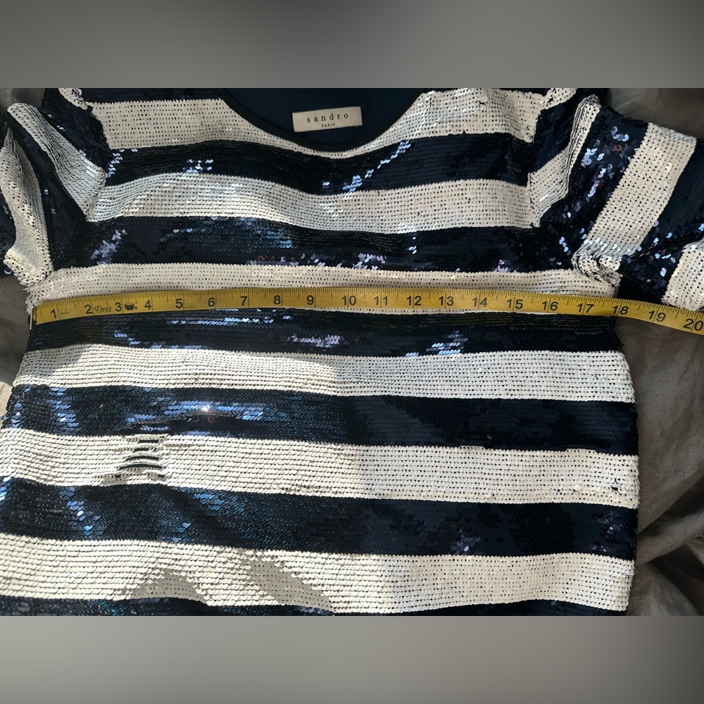 Sandro Paris Sequin Striped Slightly Cropped Full… - image 7